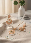 Modern Design Gold Plated Crystal Earrings Bindia Set