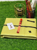 Men's Yellow Textured Paper Cotton Kurta with 8 Buttons