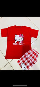 2 Pcs Girl's Stitched Jersey Printed Night Suit