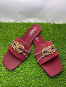 Fancy Women's Maroon Flats - 1 Pcs Synthetic Leather Style