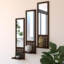 Set of 3 Wooden Mirror Wall Shelves,