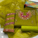 Fancy Organza Women Suit Green Party Wear