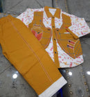 2 Pcs Boy's Cotton Blend Embroidered Shirt And Trouser Suit