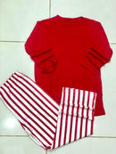 Women Red Printed Night Suit 2 Pcs Cotton Jersey